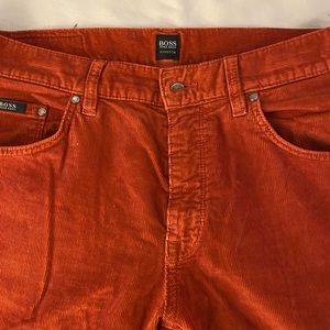 HUGO BOSS Red-Orange Corduroy Pants